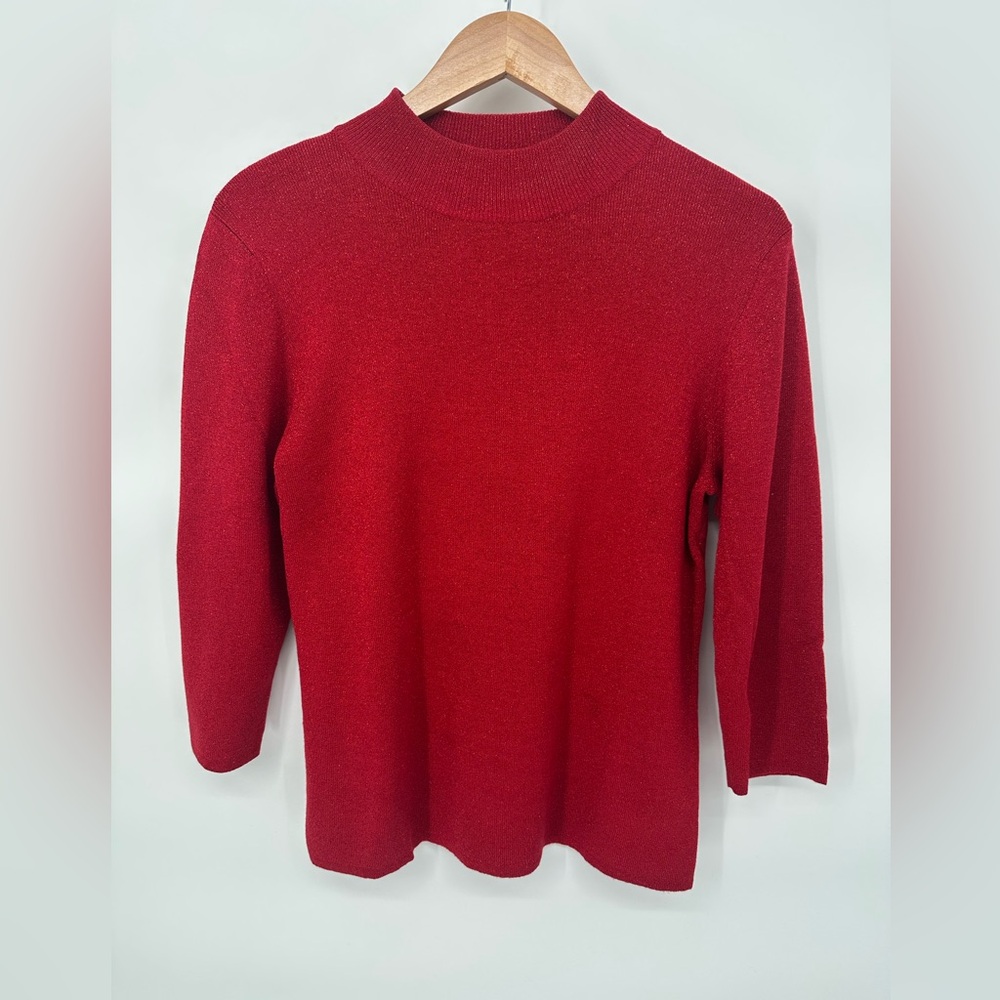 Vintage Red Sparkly Hampshire Studio Red Blouse Large Christmas Sweater
